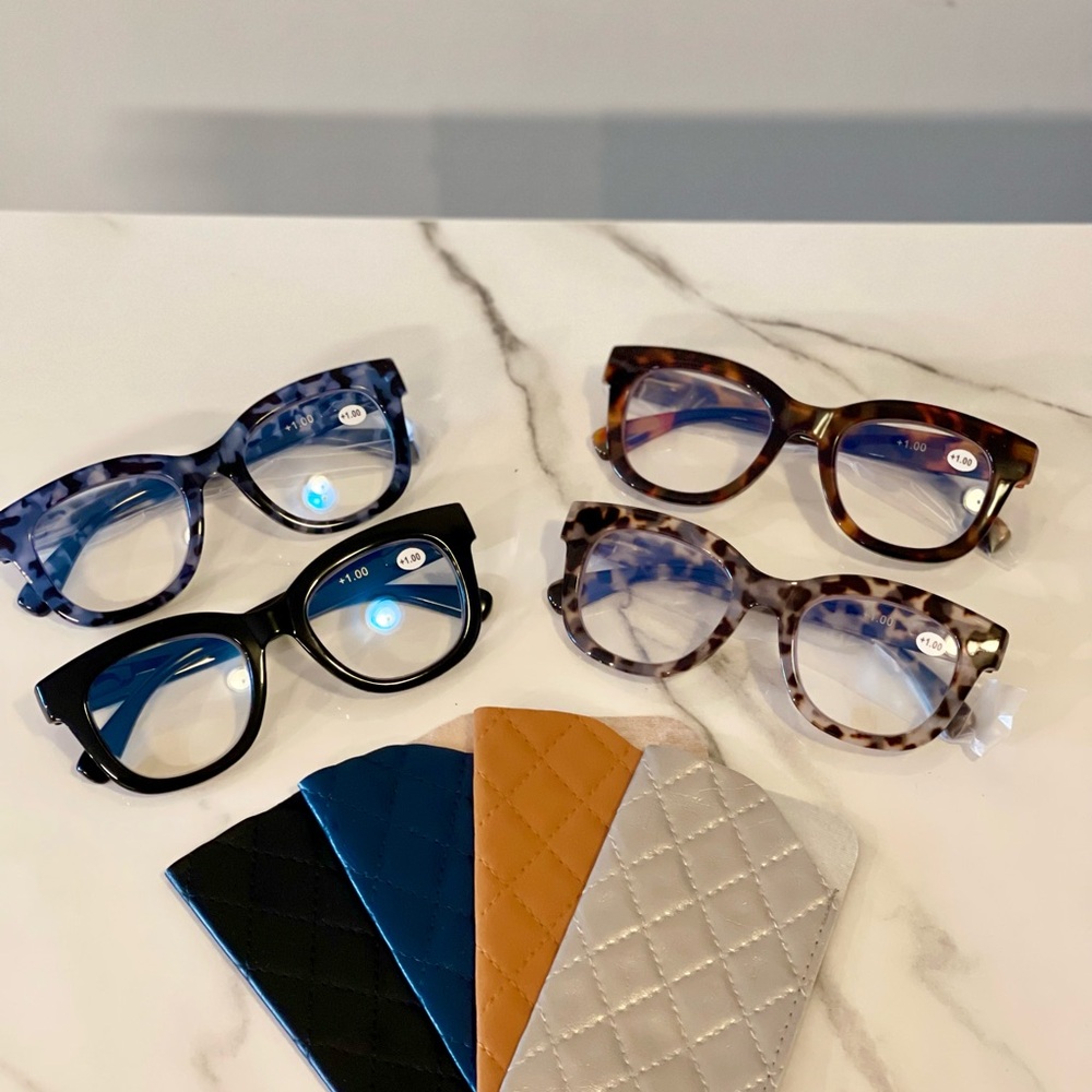 Blue and Black readers with Bold Frames and Retro Style